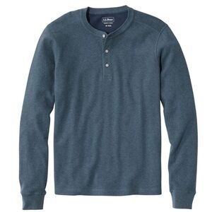 NWT L.L. Bean Men's Bean's Vintage Soft Knit Henley Large Thermal Rangeley Blue